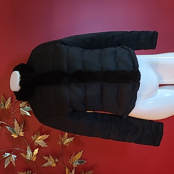 Calvin Klein Black Down Fur Jacket (needs spot cleaning) - Picture 1 of 16